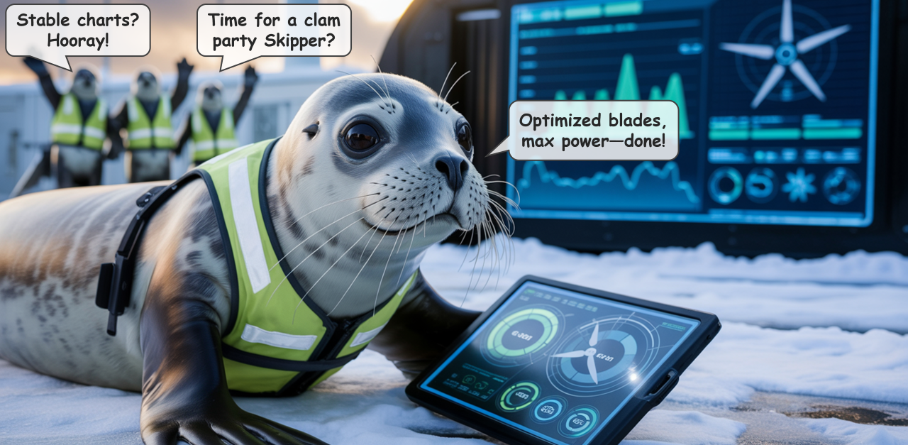 Optimized blades, max power—done! Stable charts? Hooray! Time for a clam party Skipper?