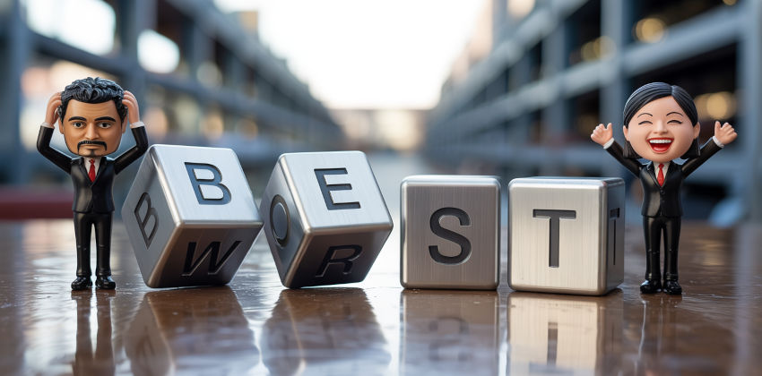 Blocks spelling out BEST and WORST